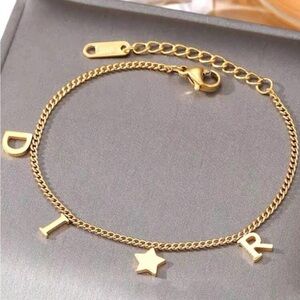 Gold Letter Charm Bracelet